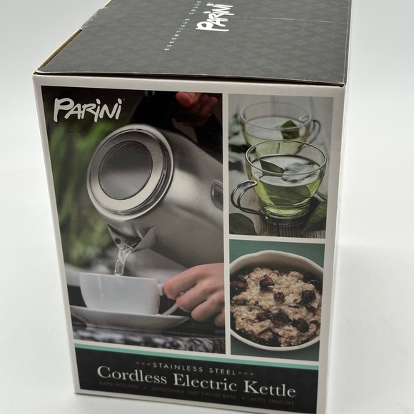 Parini Cordless Electric Kettle 7.2 Cup Capacity Rapid Boil Stainless Steel - Picture 2 of 5